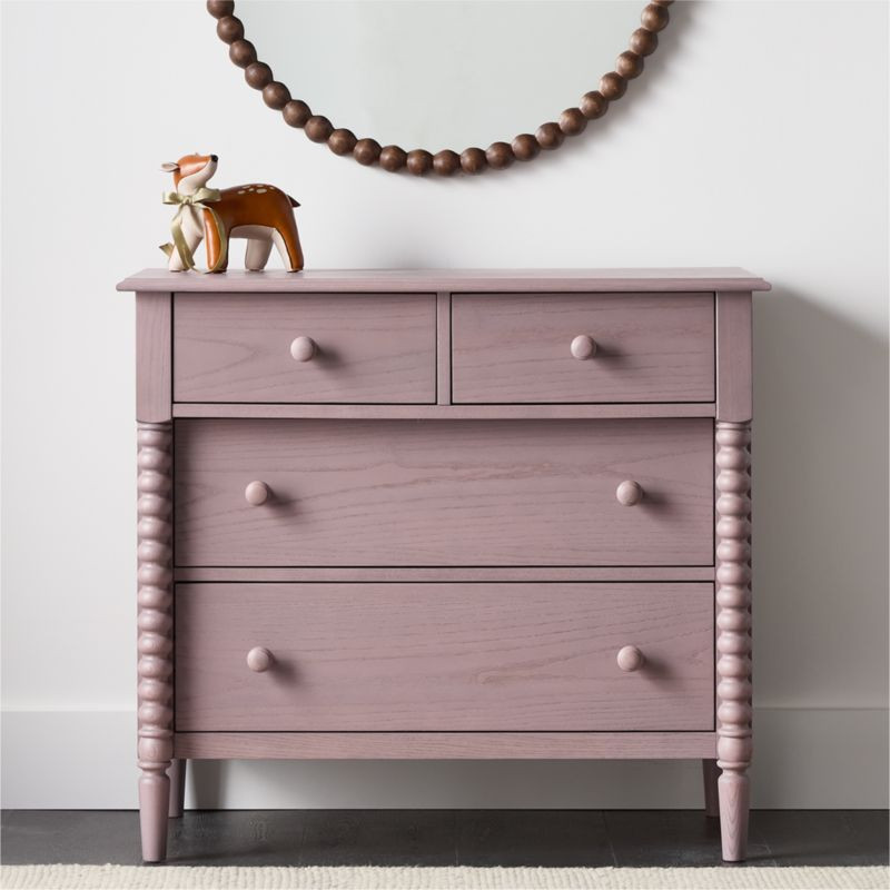 Jenny Lind 37" Dyed Lilac Rose Wood Narrow 4-Drawer Kids Dresser + Reviews | Crate & Kids | Crate & Barrel