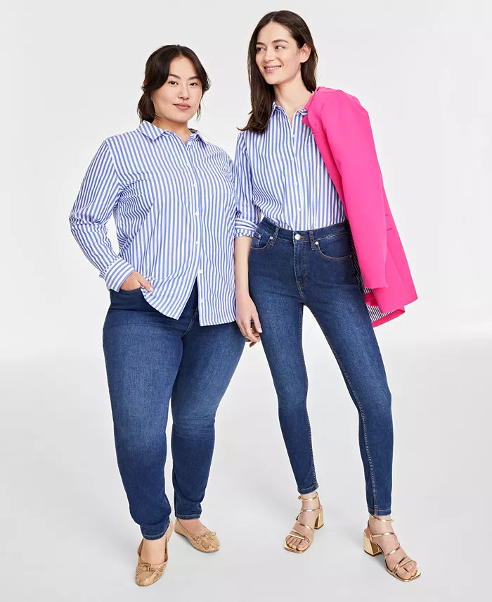 Women's and Plus Size Collared Button-Down Shirt, Created for Macy’s | Macys (US)