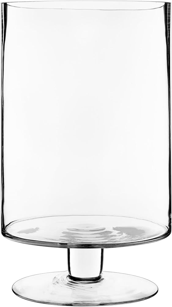 CYS EXCEL Glass Hurricane Pillar Candle Holder (H:13.5" W:8") | Multiple Size Choices Short Stem ... | Amazon (US)