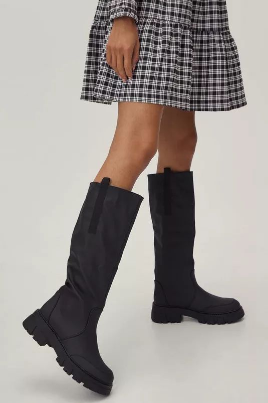 Knee High Rubberised Rain Boots | Nasty Gal (US)