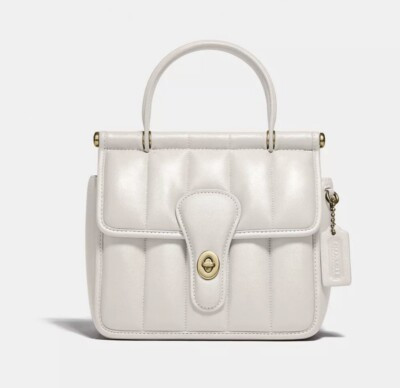 \u2764\ufe0fCoach willis top handle 18 Turnlock Crossbody Satchel Quilting NWT~C3844 Chalk 195031... | eBay US