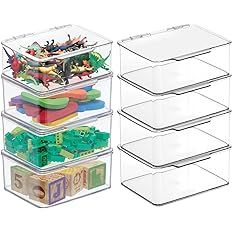 mDesign Plastic Playroom and Gaming Storage Organizer Box Containers with Hinged Lid for Shelves ... | Amazon (US)
