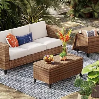 Brookfield Steel Wicker Patio Sofa - Light Brown - Threshold™ | Target