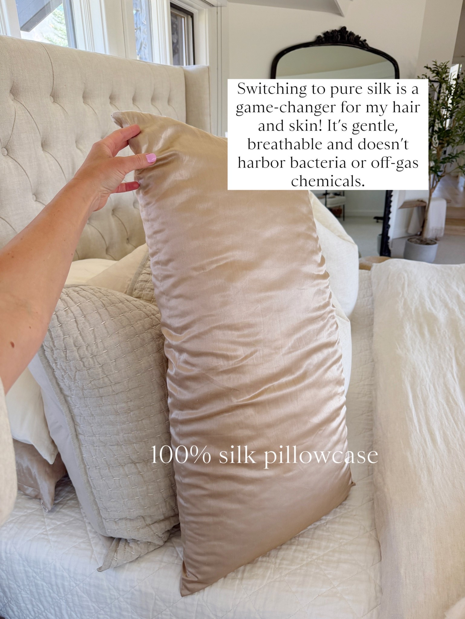 My favorite silk pillowcase from quince 👏🏻 great for your skin and hair and it’s non-toxic 

Bedroom
Home 

#LTKHome