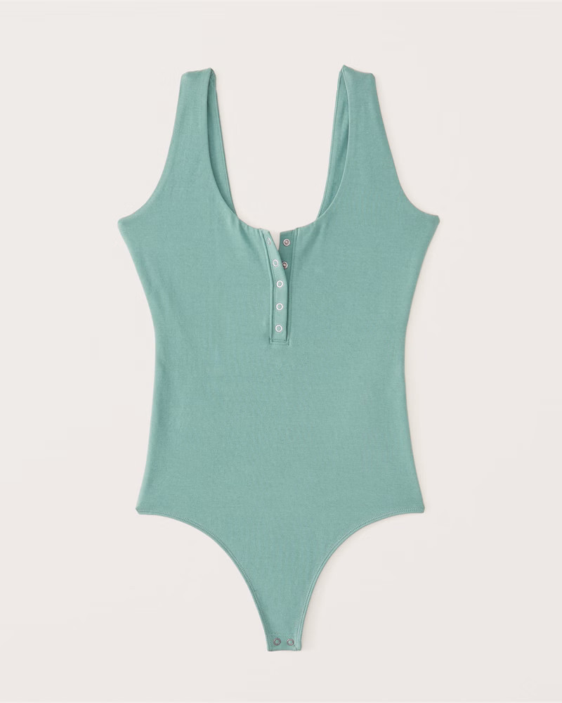 Cotton Seamless Fabric Henley Bodysuit | Abercrombie & Fitch (US)