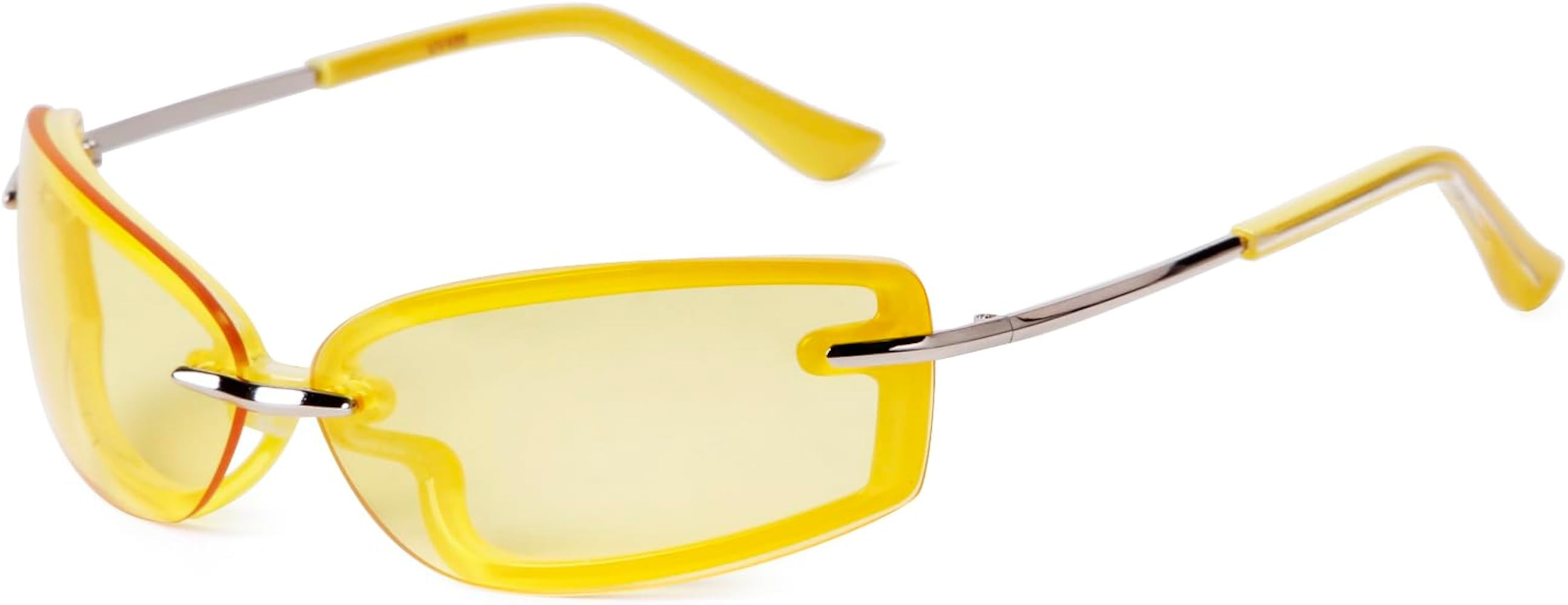 VIA LEECA Trendy Y2K Rectangle Sunglasses for Women Men, Designer Wrap Around Rimless 90s Retro S... | Amazon (US)