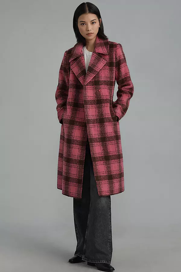 Noize Katja Belted Plaid Trench Coat | Anthropologie (US)