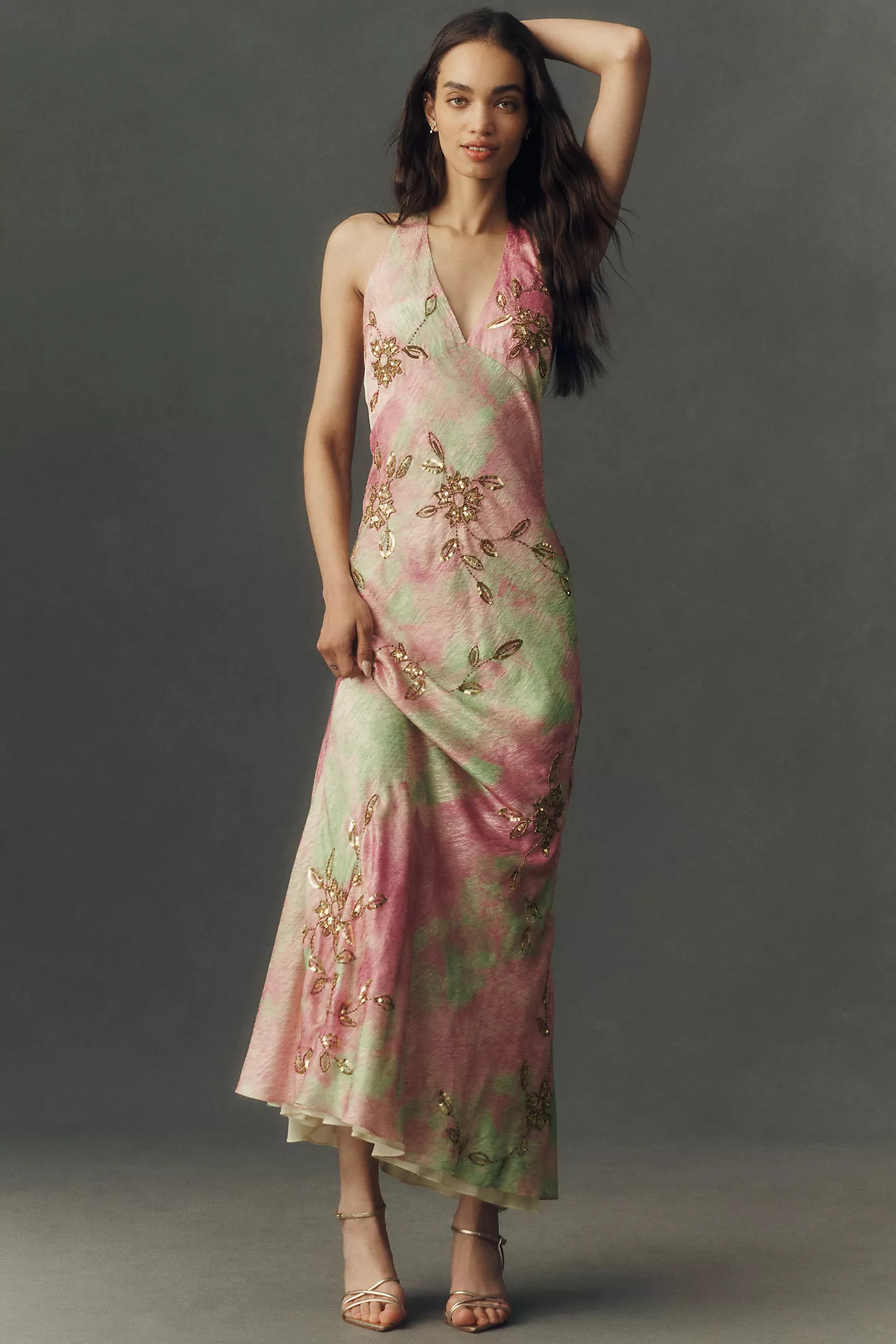 BHLDN Abstract Satin Slip Maxi Dress | Anthropologie (US)