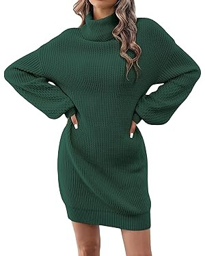 Womens Sweater Dress Plus Size Fall Turtleneck Pullover Mini Dresses | Amazon (US)