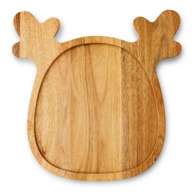 Holiday Time Acacia Wood Deer Charcuterie Board, Natural Wood Color - 13.98 x 13.98 x 0.59 IN | Walmart (US)