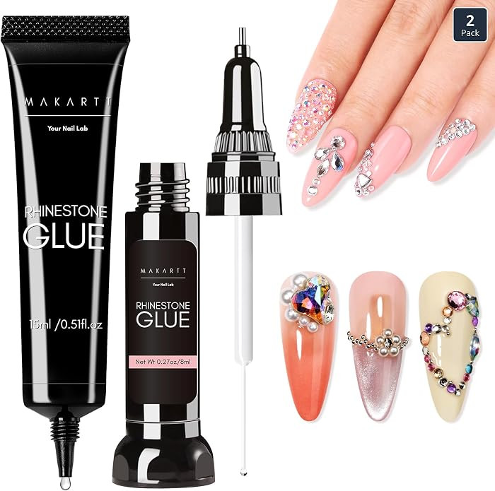Makartt Nail Rhinestone Glue Set - Gel Nail Glue for Rhinestones, 3D Art Design Super Strong Adhe... | Amazon (US)