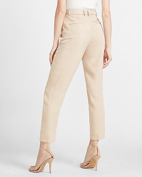 High Waisted Tab Button Ankle Pant | Express
