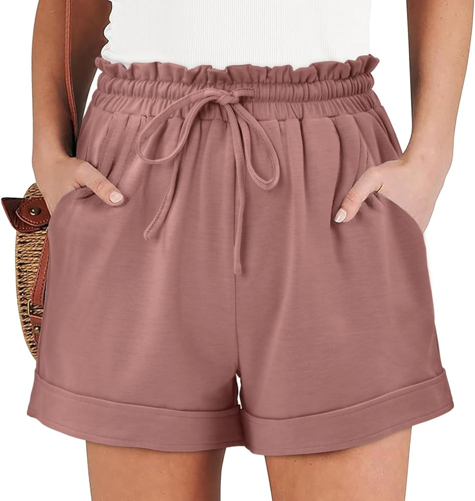 Angerella Women Casual Shorts Drawstring Comfy Elastic Waist Shorts Summer Pull On Short Pants wi... | Amazon (US)