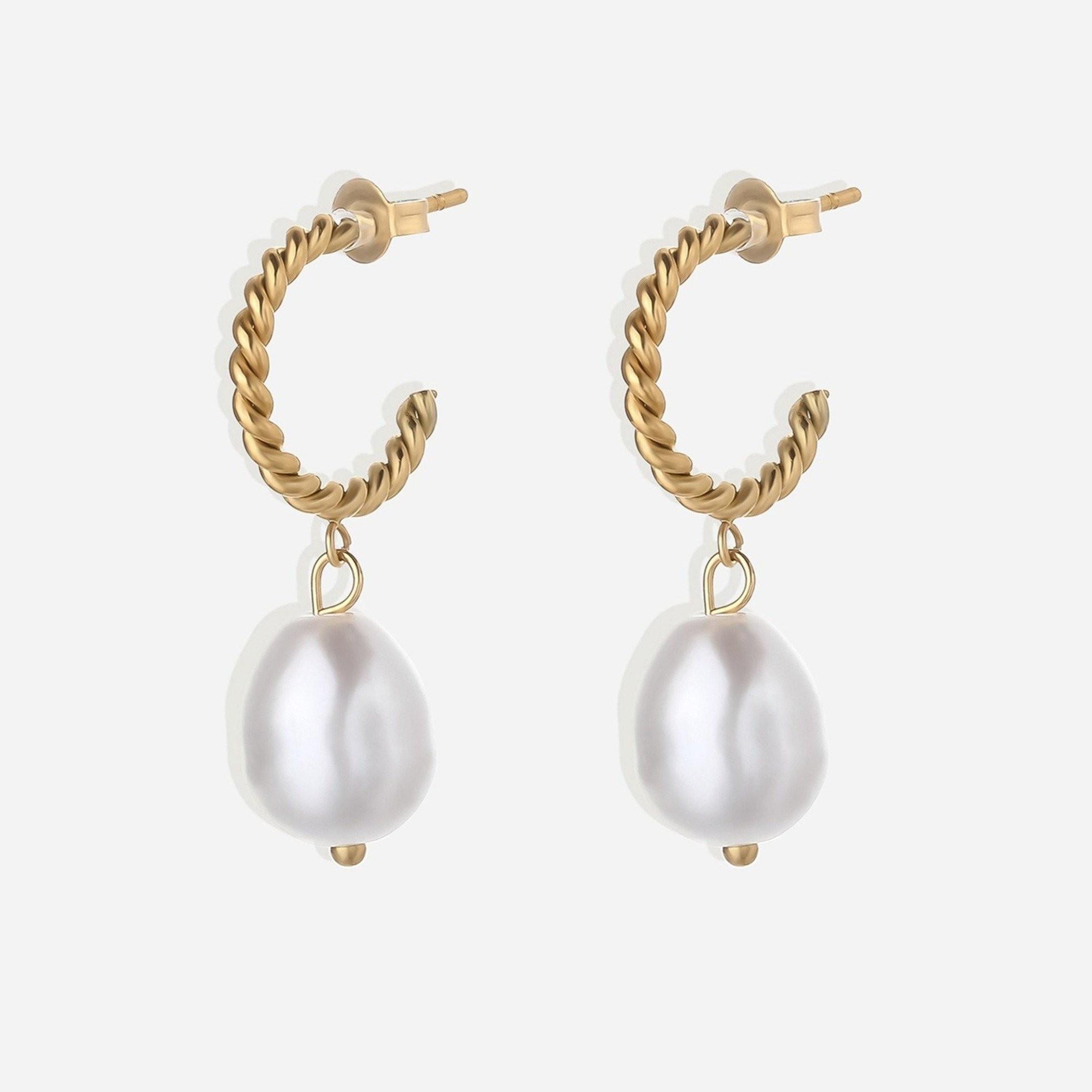 Clementine Pearl Drop Hoop Earrings | Victoria Emerson