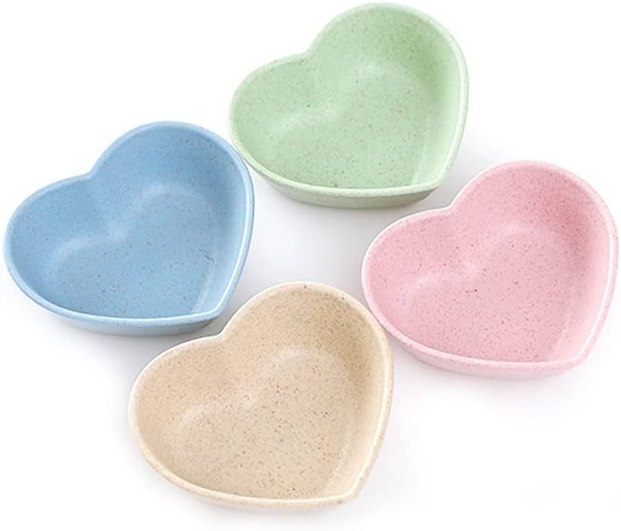 esowemsn 10pcs Assorted Color Plastic Mini Heart-shaped Sauce Dishes Dipping Bowls Soy Sauce Dish... | Amazon (US)