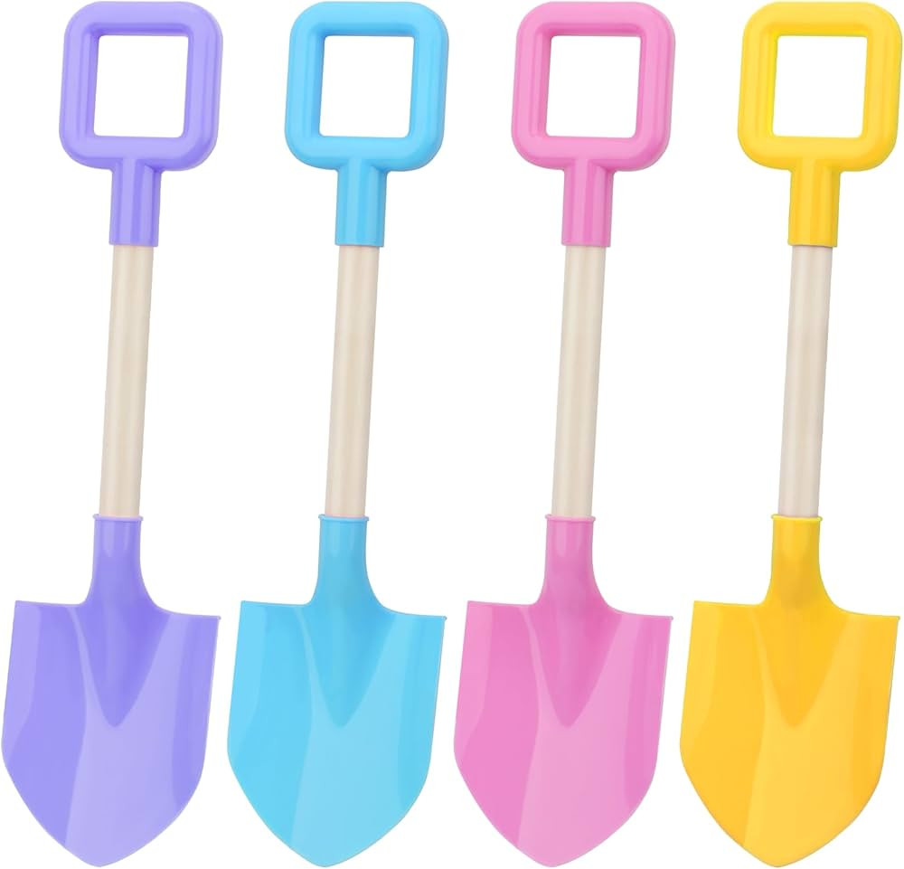 4 Pieces 16 Inch Beach Shovels Large Beach Spades Multicolor Sand Shovels with Wooden Handle Plas... | Amazon (US)