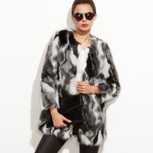 Faux Fur Open Front Fuzzy Coat | SHEIN
