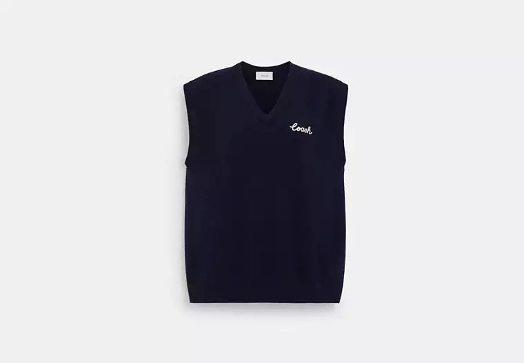 Coach Outlet Cashmere Sweater Vest - Blue, Size: Large | Coach Outlet US