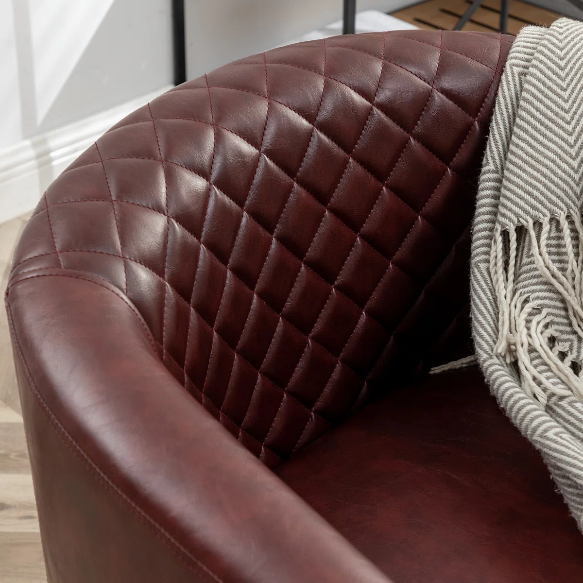 Boney 2- Piece 29" Wide Tufted Faux Leather Barrel Club Chair | Wayfair North America