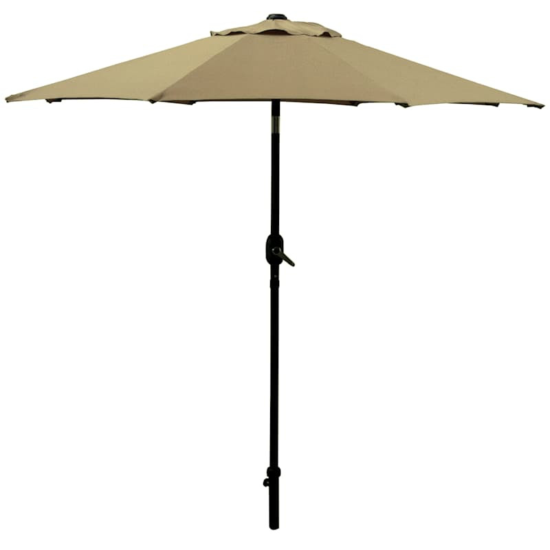 Tan Outdoor Crank & Tilt Steel Umbrella, 7.5' | At Home