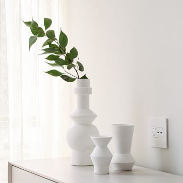 Ceramic Totem Vases - White | West Elm (US)