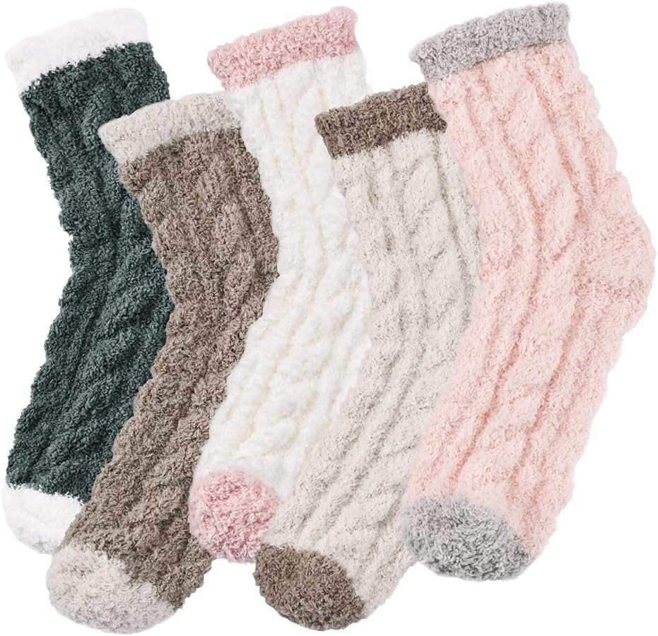 Clothirily Fuzzy Socks for Women, Fluffy Socks, Winter Cozy Socks Fuzzy Slipper Socks for Women | Amazon (US)