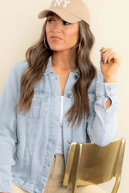 Jackie Long Sleeve Denim Jacket In Callie | The Willow Tree
