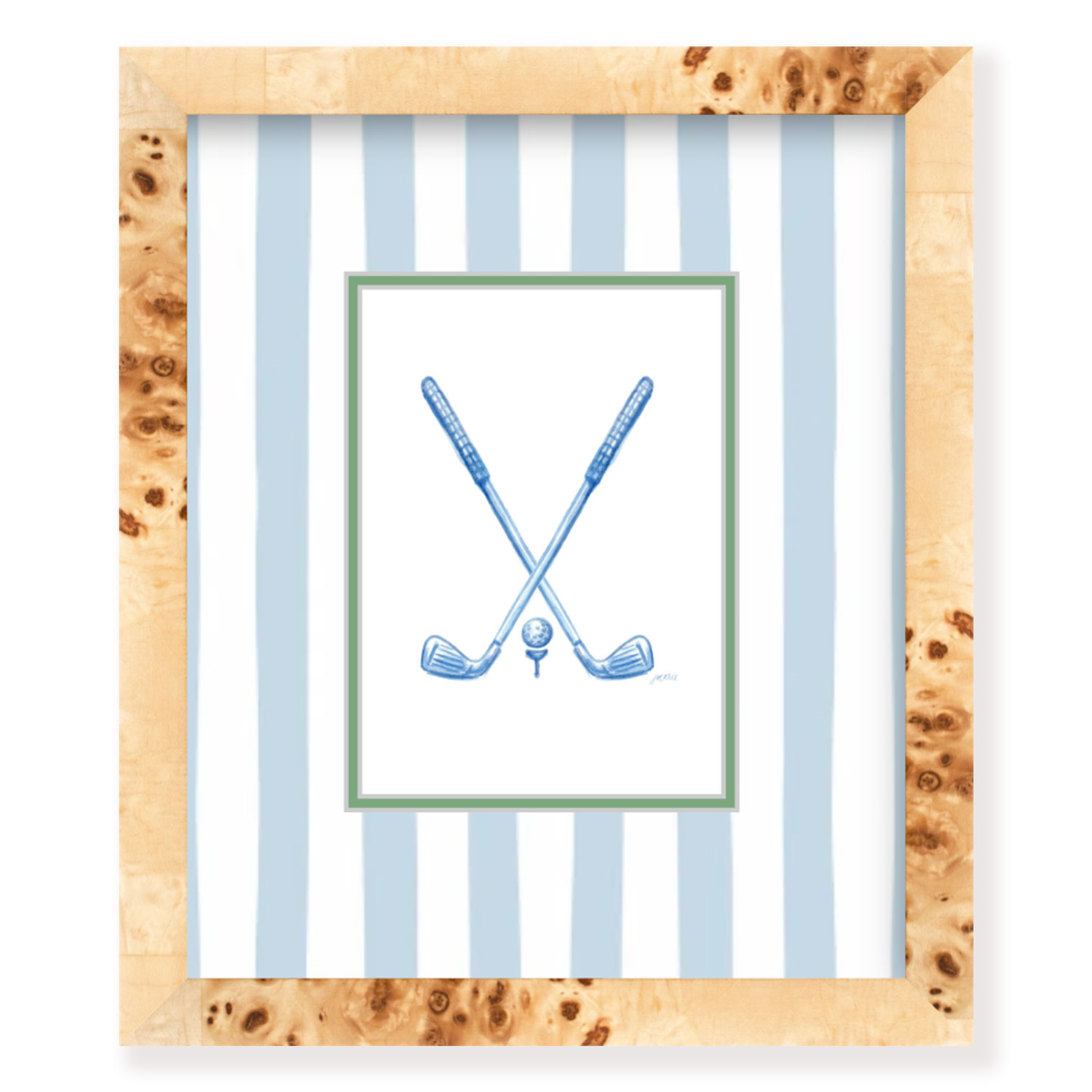 Blue Gingham Watercolor Golf Clubs Art Print (Vertical & Horizontal Available) — Simply Jessica... | Simply Jessica Marie