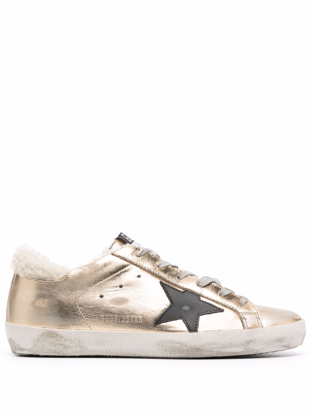 Superstar shearling-trim lace-up sneakers | Farfetch (US)