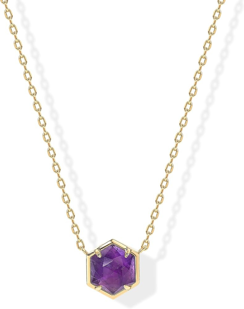 PAVOI 14K Gold Plated Gemstone Pendant Necklace | Dainty Chain Necklaces for Women | Amethyst, On... | Amazon (US)