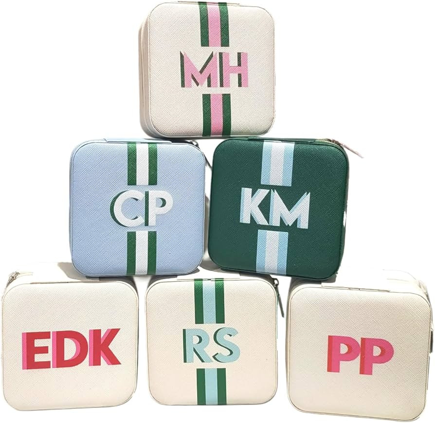 Shadow Monogram Travel Jewelry Case, Personalized Custom Printed Jewelry Box Organizer, Bridesmai... | Amazon (US)