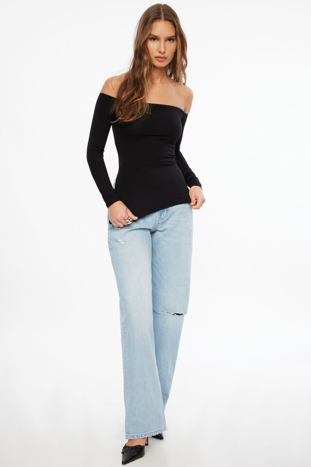 Off Shoulder Tunic Slit Top | Dynamite Clothing