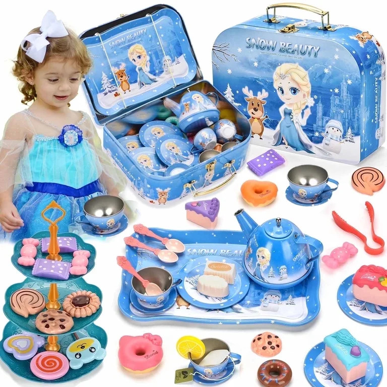 Amplov 52-Piece Princess Pretend Play Tea Party Set for Girls Ages 3–5, Kids Role Play Kitchen ... | Walmart (US)