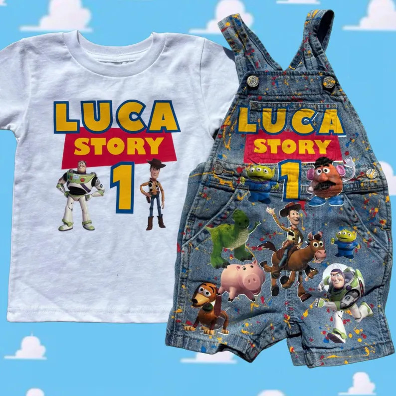 Kids Custom Characters Denim Jean Birthday Outfit | Etsy (Global)