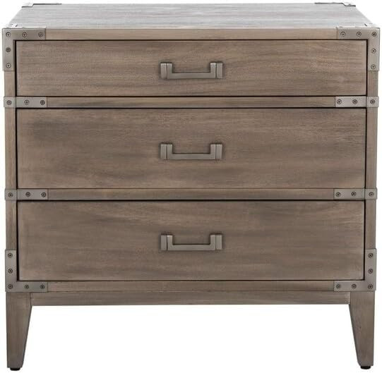 SAFAVIEH Couture Home Collection Nisha Light Brown 3-Drawer Wood Nightstand Table (Fully Assemble... | Amazon (US)