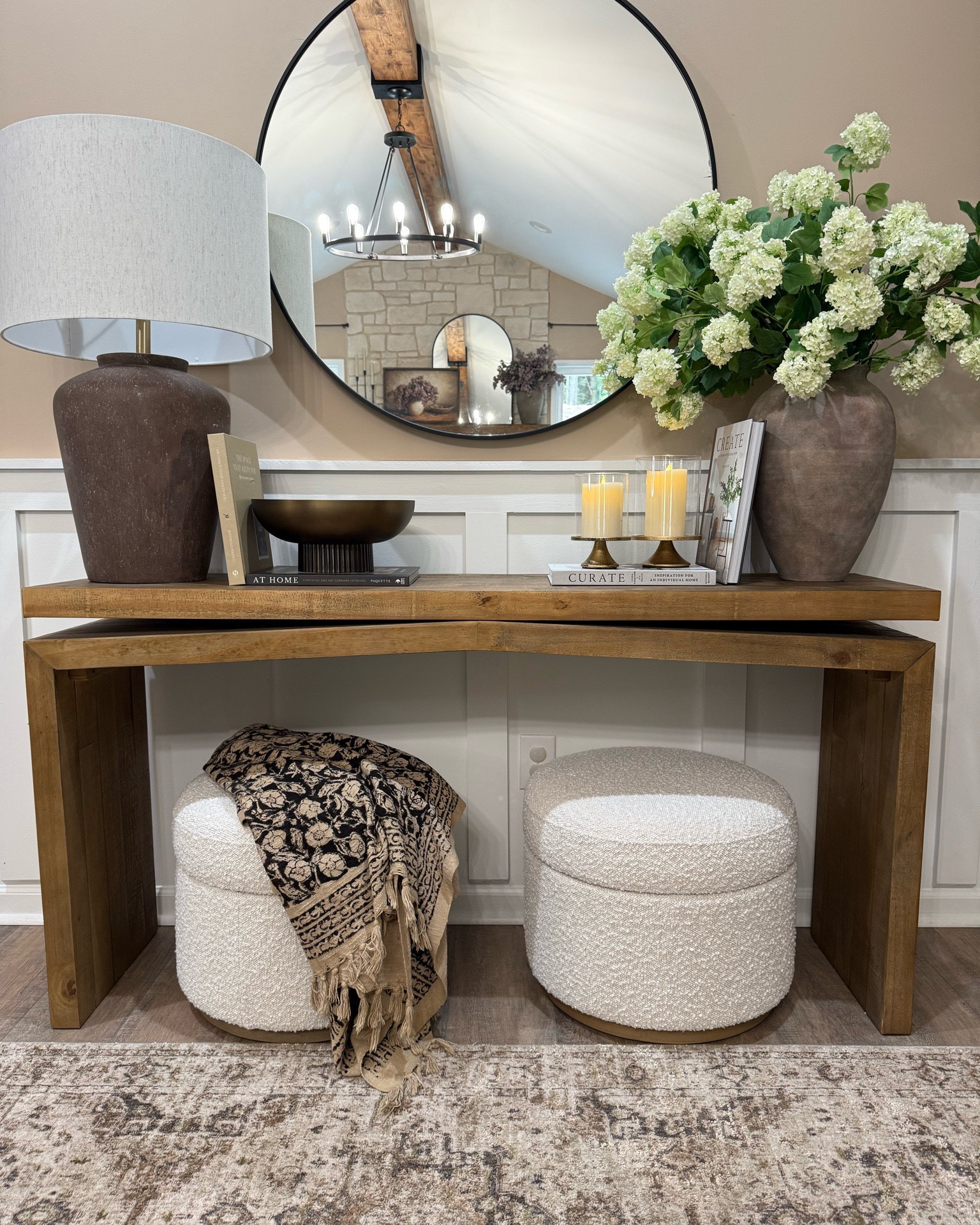 Console Table Refresh with Amazon Finds

Follow @farmtotablecreations on Instagram for more home styling ideas.

Gave my console table a fresh new look with several Amazon finds, including these gorgeous hydrangea stems, hurricane candle holders, and a beautiful ribbed decorative metal bowl. I used a total of 8 hydrangea stems in the vase for a fuller, more elevated look. Loving how these warm neutral pieces came together to create such a cozy and collected feel.

#consoletable #entrywaydecor #amazonhome #hydrangeas #hurricanecandleholders #decorativebowl #homedecor

#LTKHome #LTKSaleAlert #LTKSeasonal