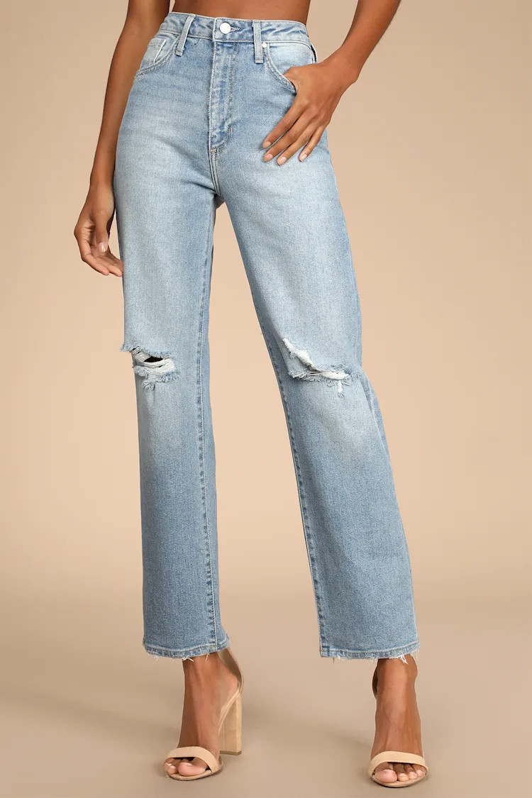 Generational Style Light Wash Distressed High-Rise Dad Jeans | Lulus