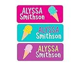 Ice Cream Name Labels - Weatherproof Name Labels - Girls Name Labels - Kids School Name Labels - Per | Amazon (US)