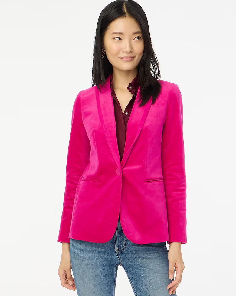 Petite velvet one-button blazer | J.Crew Factory