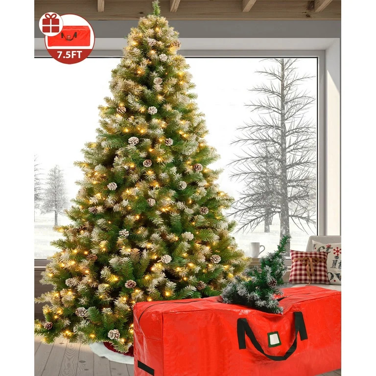 Yexmas 7.5ft Pre-Lighted Christmas Tree, 8 Modes LED Lights, Artificial Xmas Tree with Large Stor... | Walmart (US)