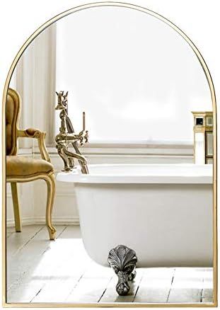WYZQQ Wall Mirror for Bathroom, Metal Frame Wall Mounted Decorative Mirror, Modern Arched Bathroo... | Amazon (US)