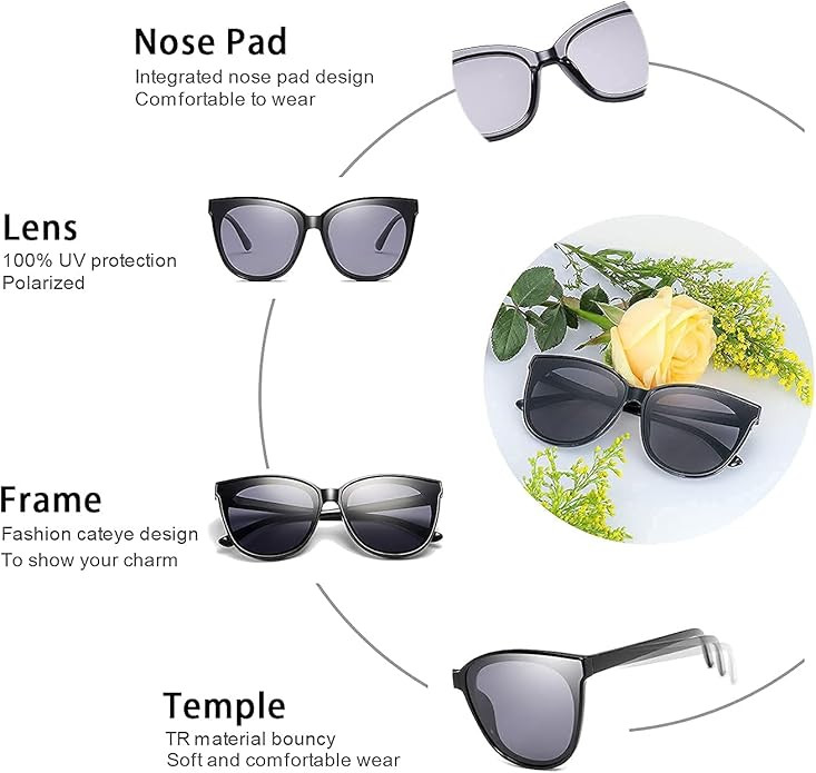 LVIOE Cat Eyes Sunglasses for Women, Polarized Oversized Fashion Vintage Eyewear for Driving Fish... | Amazon (US)