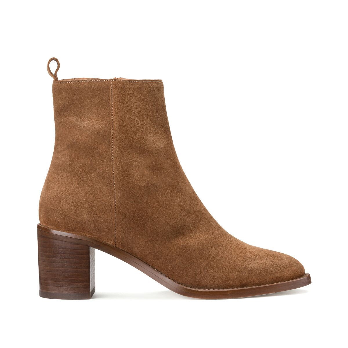 Suede Ankle Boots with Block Heel | La Redoute (UK)