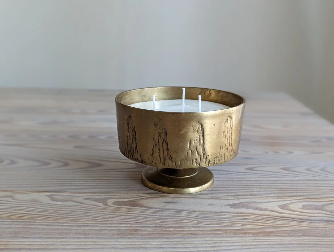 Vintage Brass MCM Candle  Small  Small Brass Pedestal Bowl  - Etsy | Etsy (US)