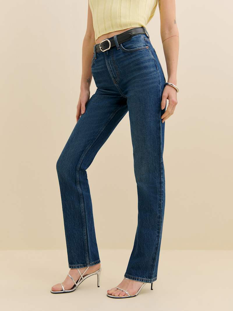 Jax Stretch High Rise Straight Jeans | Reformation (Global)