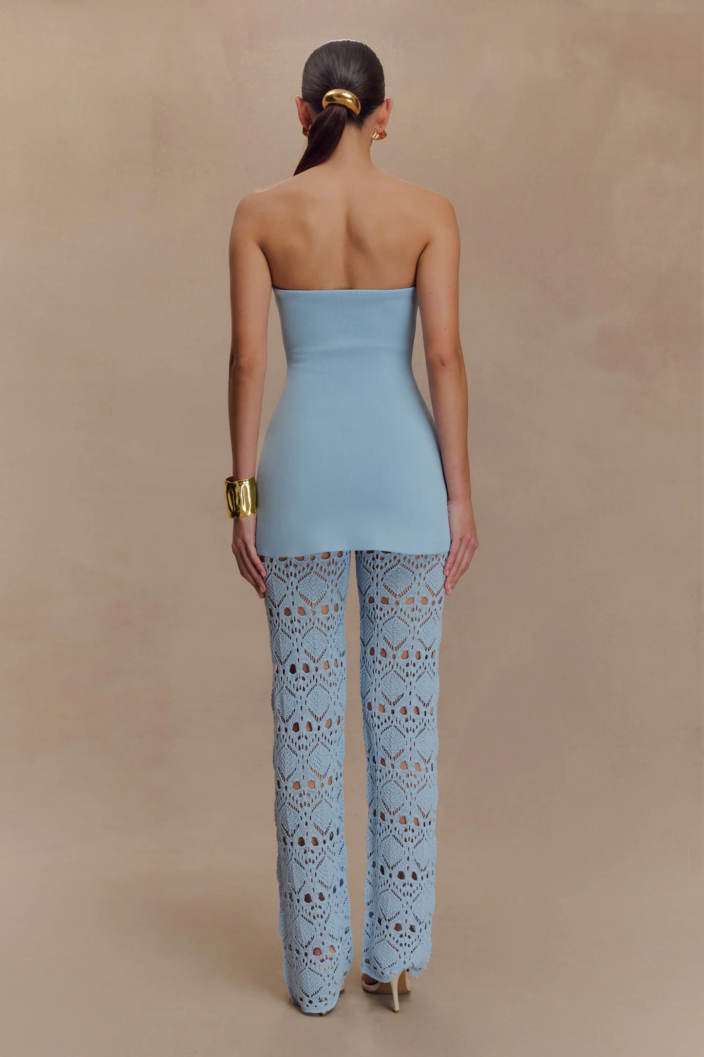 Crochet Knit Pants - Sky Blue | MESHKI US