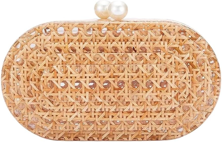 RomanticDesign Women Acrylic Handbag Rattan Woven Pattern Square Box Crossbody Handbag Shoulder B... | Amazon (US)