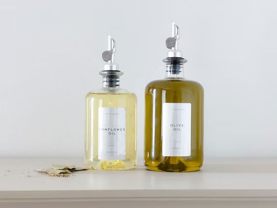 Glass Bottles Olive Oil/vinegar With Silver Weighed Pourer - Etsy Canada | Etsy (CAD)