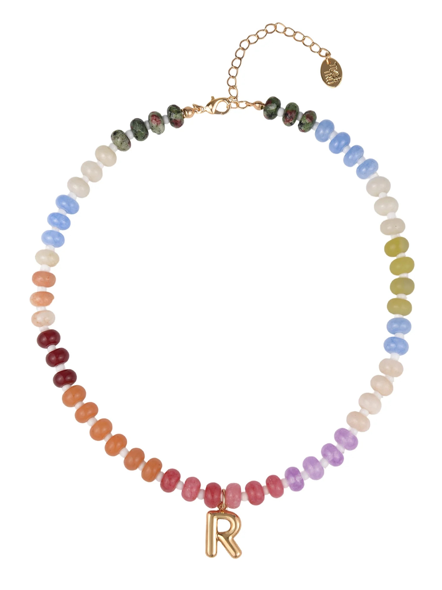Time and Tru Goldtone Multicolored Bead Initial "R" Necklace | Walmart (US)