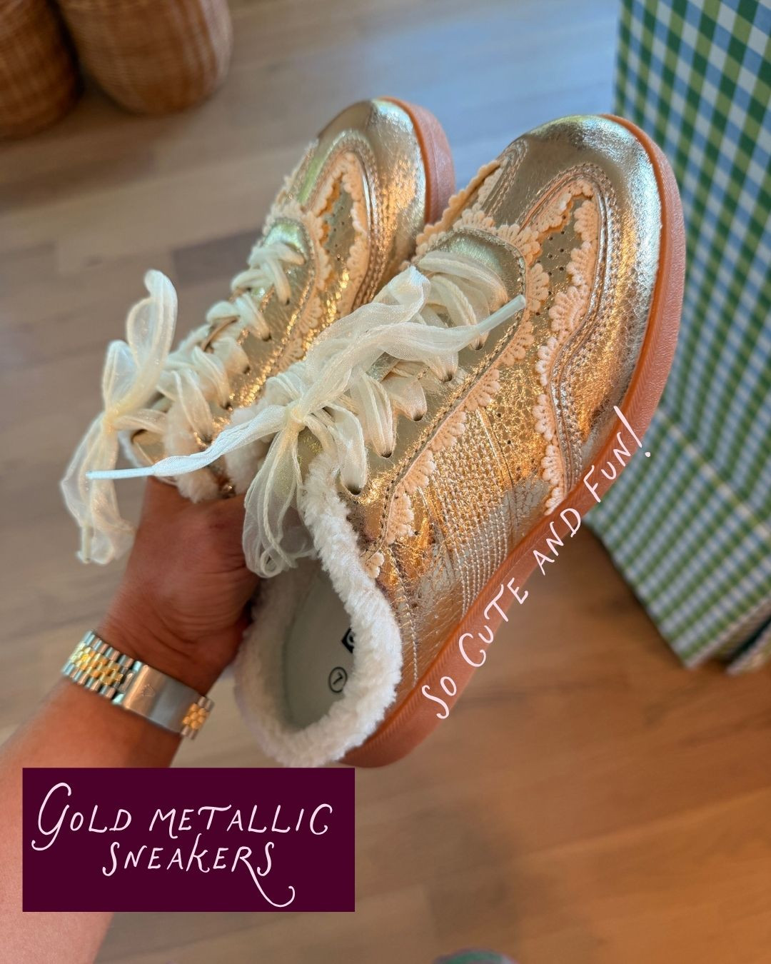 These gold metallic sneakers are so cute and fun for fall! Perfect to throw on with any outfit.

#LTKgrwm #LTKootd #LTKSeasonal